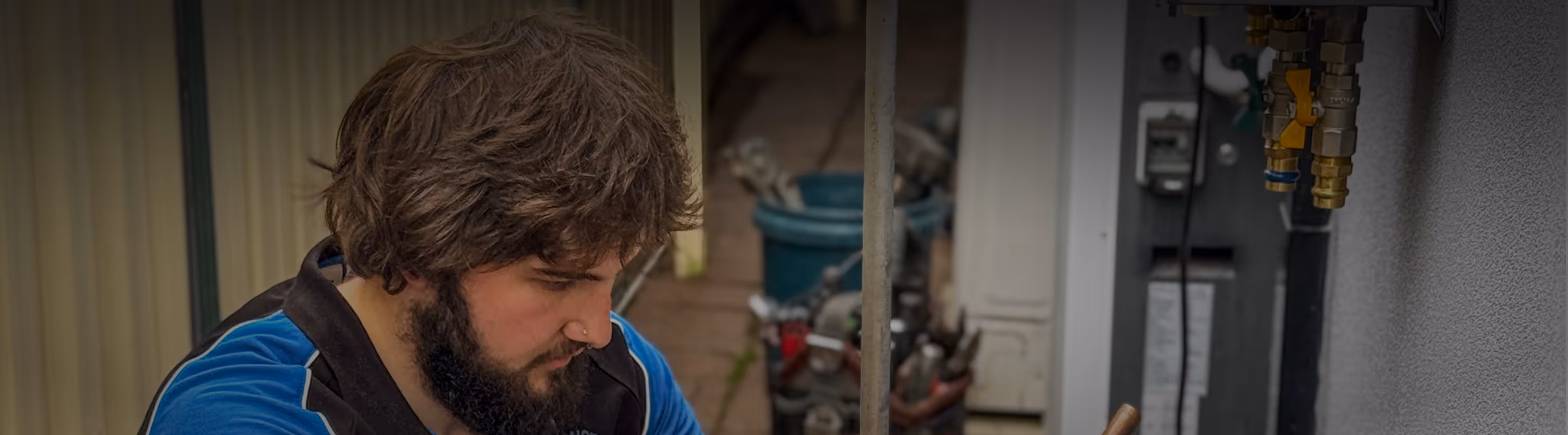 Matt installing hot water system in the blue mountains nsw