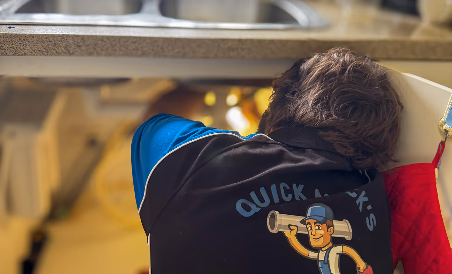 Matt from quick mick's plumbing doing a kitchen drain inspection at a home in st mary's
