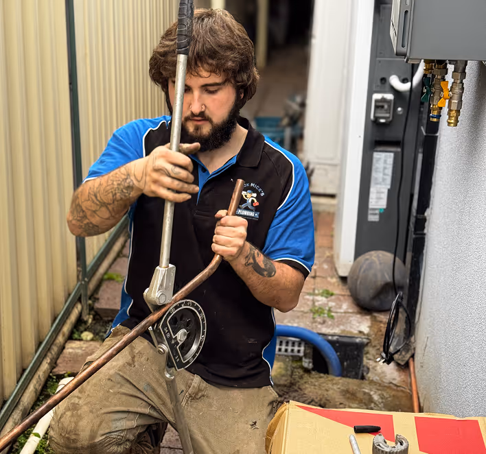 Matt installing new pipe work for bathroom renovation at home in the blue mountains nsw
